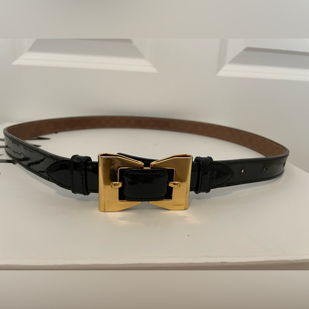 Gucci Bow Buckle belt black patent leather